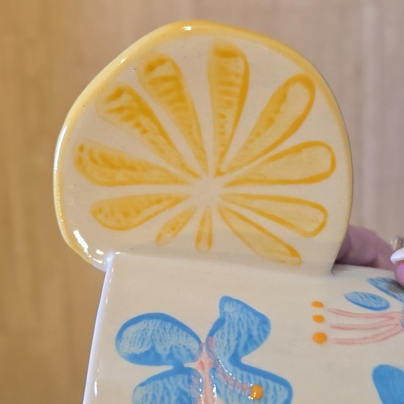 World Market Hand-Painted Floral Mug with Lemon Handle - Picture 2 of 6